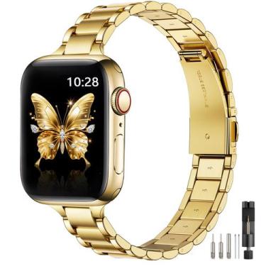 Imagem de Pulseira de Relógio WFEAGL - Compatível com Apple Watch 46mm Dourada