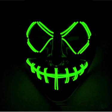 Imagem de JIAOZI Máscara de Halloween, máscara de luz LED máscara de LED máscara assustadora para festival cosplay disfarces de Halloween festas de disfarces (verde)