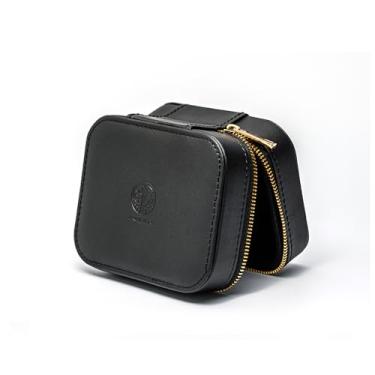 Imagem de Syeindunce Angelears Capa para fone de ouvido de couro PU, bolsa de armazenamento para fones de ouvido, acessórios de áudio, fones de ouvido e cabos (preto)