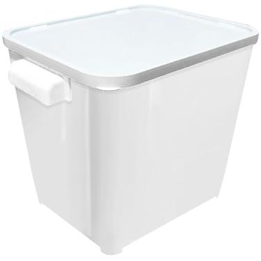 Imagem de Caixa Porta Ração Container de Plástico com Tampa, Branco, Grande Capacidade para Armazenamento 6 KG Furacao