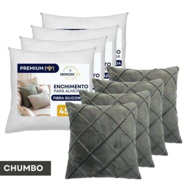 Imagem de Kit 4 Enchimento de Almofada 45x45 Refil Antialérgico Fibra Siliconada
