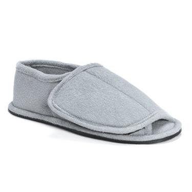 Imagem de Softones Pantufa feminina masculina Terry ajustável com bico aberto, cinza pérola, grande