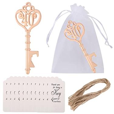 Imagem de Pacote com 50 lembrancinhas de festa de aniversário de 40 anos, 40 abridores de garrafa em formato de chave para presentes de aniversário de 40 anos, lembranças para convidados, decorações de festa de aniversário de 40 anos (50, 40 anos)