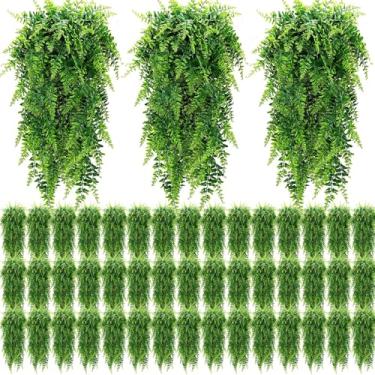 Imagem de Geosar 80 plantas artificiais penduradas 81 cm, samambaias de Boston de plástico, plantas falsas para parede, quarto, jardim, guirlanda de casamento, decoração interna e externa, sem cesta