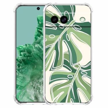 Imagem de AOSSXIN Monstera Leaves Minimalista Planta Linha Artística, Capa Amortecedora de TPU Macio Moderno para Google Pixel 8a Transparente