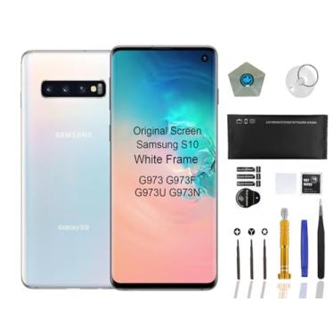 Imagem de Lenwell Tela de substituição original OEM para Samsung Galaxy S10 de 6,1 polegadas Original OEM Display Digitalizador LCD Touch Assembly SM-G973U G973F G973F G9730 G973W Kit de ferramentas de reparo