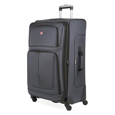 Imagem de SwissGear Mala macia Sion com rodas giratórias, Cinza escuro, Checked-Large 29-Inch, Bagagem Sion Softside com rodas giratórias