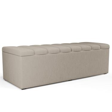 Imagem de Calçadeira Recamier Baú Dália 140x50 cm para Cama Casal em Linho com Estrutura Madeira...