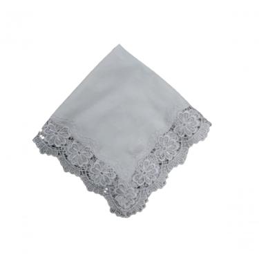 Imagem de Guardanapo Com Renda Em Flores Branco 45x45cm