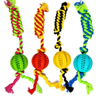 Imagem de Brinquedo Pet Dental Play Para Morder Bolinha Com Corda 7X10X40Cm