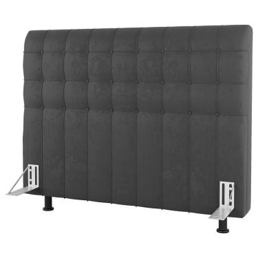 Imagem de Cabeceira Cama Box Casal Queen Size Dahlia 160Cm Com Frame Suede Cinza Escuro - Desk De...