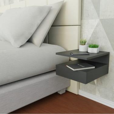 Imagem de Mesa De Cabeceira Suspensa 1 Gaveta Inferior Preto