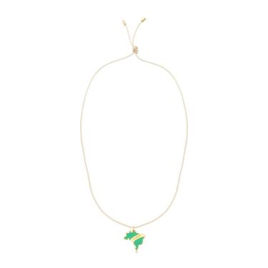 Imagem de Cordão De Algodão Com Pingente Brasil Agro Revestido Em Ouro