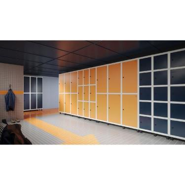 Imagem de Armário Roupeiro 6 Portas Aço Fechadura Grf 503-6 Pandin Móveis Cinza-laranja Picasso