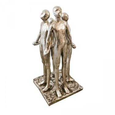 Imagem de Estatueta Decorativa Prata Resina Grupo De Pessoas Btc