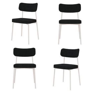 Imagem de Kit Com 4 Cadeiras Para Sala De Jantar Mona Yescasa Boucle Cinza Grafite-branco