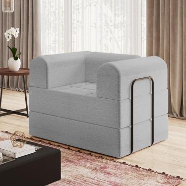 Imagem de Poltrona Solteiro D-plus 90 Cm Monaco - Linho Cinza Linho Cinza