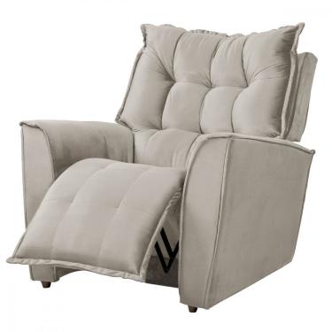 Imagem de Poltrona Da Mamãe Para Sala Reclinavel Carinho Veludo Marfim Marfim