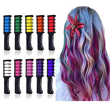 Imagem de EBANKU Pente De Giz Para Cabelo Temporário, Conjunto Lavável 10 Cores Meninas, Presentes Cosplay, Faça Você Mesmo, Halloween, Natal, Festa Aniversário