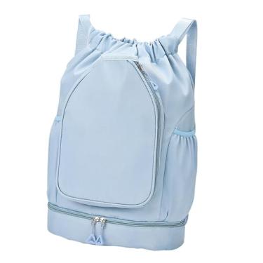 Imagem de menolana Mochila de tênis, bolsa para raquete de badminton com compartimento para sapatos, decoração com cordão, bolsa de ombro para remo, mulheres, homens, Azul