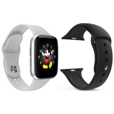 Imagem de Kit 1 Relógio Smartwatch Branco + 1 Pulseira Silicone Preto