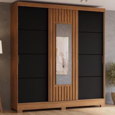 Imagem de Guarda Roupa Spazio 3 Portas Deslizantes com Aplique Ripado 2 Gavetas 