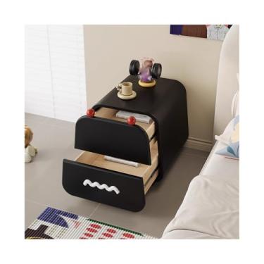 Imagem de Mesa De Cabeceira Estreita Com Fina Totalmente Revestida Em Couro Para Sofá De Quarto, Dormitório E Espaços Pequenos(Black,17x15x18")