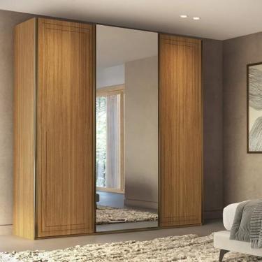 Imagem de Guarda-Roupa Casal MDF 3 Portas 1 com Espelho 2,27 Cm Style - Belmax