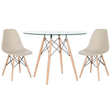 Imagem de Mesa Redonda Eames 100cm + 2 Cadeiras Nude
