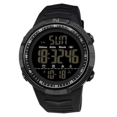 Imagem de Relógio Digital Esportivo, Monitor de Passos e Calorias, Display LCD, Pulseira Silicone Preta, Resistente à Água 30m