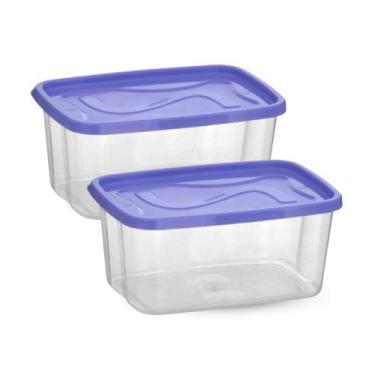 Imagem de Conjunto Com 2 Potes Retangulares Graduados BPA Free 1,5L - Plásticos 