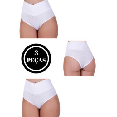 Imagem de Kit 3 Calcinha Cós Alto Segura Barriga Tanga Modeladora Pós Parto - c1