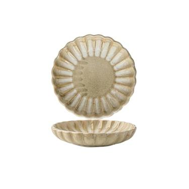 Imagem de Prato de molho de pétalas retrô amarelo crisântemo, prato de cerâmica para churrasco estilo japonês - 10 cm