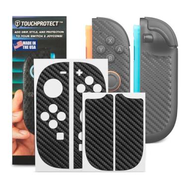 Imagem de TouchProtect Skins for Nintendo Switch 2 Joycons 2 - Protect and Add Style! (Carbon Fiber - Black)