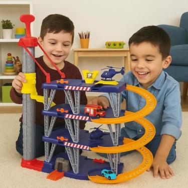 Imagem de Posto Brinquedo Garagem Pista Carrinho Grande 4 Andares - Samba Toys