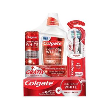 Imagem de Kit Colgate Luminous White Creme dental 140g + Escova Advanced 2Un + P