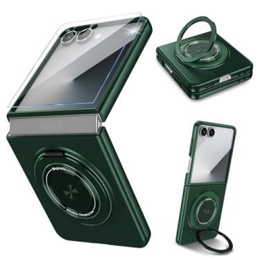 Imagem de Capa magnética para Samsung Galaxy Z Flip 7 com protetor de tela compatível com Mag-Safe, suporte de anel giratório 360, suporte de grau militar, à prova de choque, capa para celular para Samsung Z