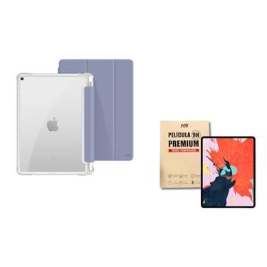 Imagem de Kit de Capa para iPad 9 ª, 8 ª e 7 ª Geração 10.2" + Película de vidro 10.2" (Lilás)