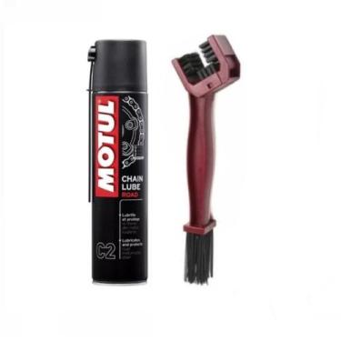 Imagem de Kit Motul C2 Lubrificante Corrente 400ml + 1 Escova Corrente