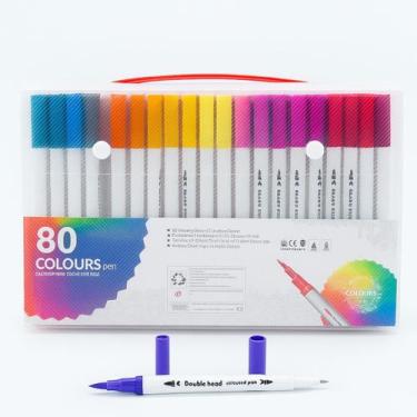 Imagem de Kit Caneta 2 em 1 Brush Lettering e Ponta Fina Dual Pen Canetinha Colo