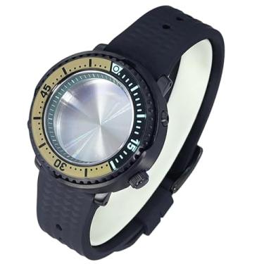 Imagem de FEIYASHI Caixa de relógio de vidro de cristal de safira preta, 100 m, à prova d'água, aço inoxidável para NH34 NH35, movimento atum, tartaruga, relógio enlatado, 16 NH35 movimento + anel verde, Caixa