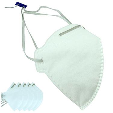 Imagem de Máscara Descartável 1UN KSN PFF2 Branca com Clipe para Nariz e Elástic