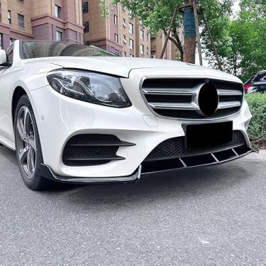 Imagem de Spoiler de para-choque dianteiro compatível com E-Class W213 E260 E300 E43 2016-2020 Kit de carroceria capa de proteção de para-choque acessórios para carro (preto brilhante)