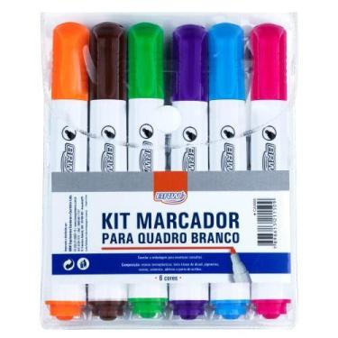 Imagem de Pincel Marcador Quadro Branco Blister com 6 Cores, BRW