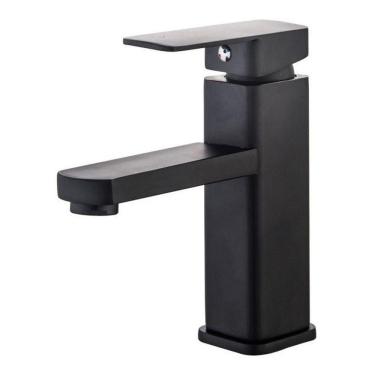 Imagem de Torneira Banheiro Monocomando Misturador Lavabo Preto Baixa