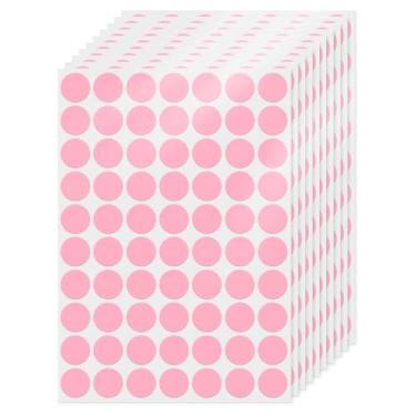 Imagem de FINDAT 700 adesivos circulares adesivos redondos de vinil rosa de 0,9 cm, etiquetas redondas autoadesivas com código de cores para estudantes, sala de aula, escritório, inventário