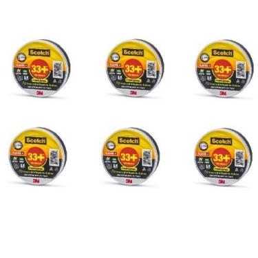 Imagem de Fita isolante 3m scotch 33+ 20 metros - kit 6 peças