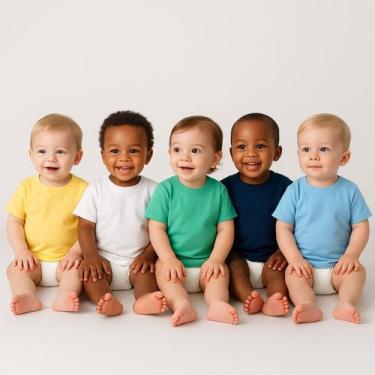 Imagem de Kit 5 Camisetas Manga Curta para Bebê Menino Azul Verde - Bigtoon Kids