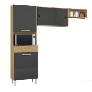 Imagem de Armário de Cozinha Compacta Isabelle 4 Portas Atacama / Grafite Aramóveis