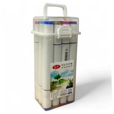 Imagem de Kit com 12 Canetinhas Artísticas Touch com Dupla Ponta – Álcool, Estojo Rígido, Ideal para Desenho, Mangá e Lettering